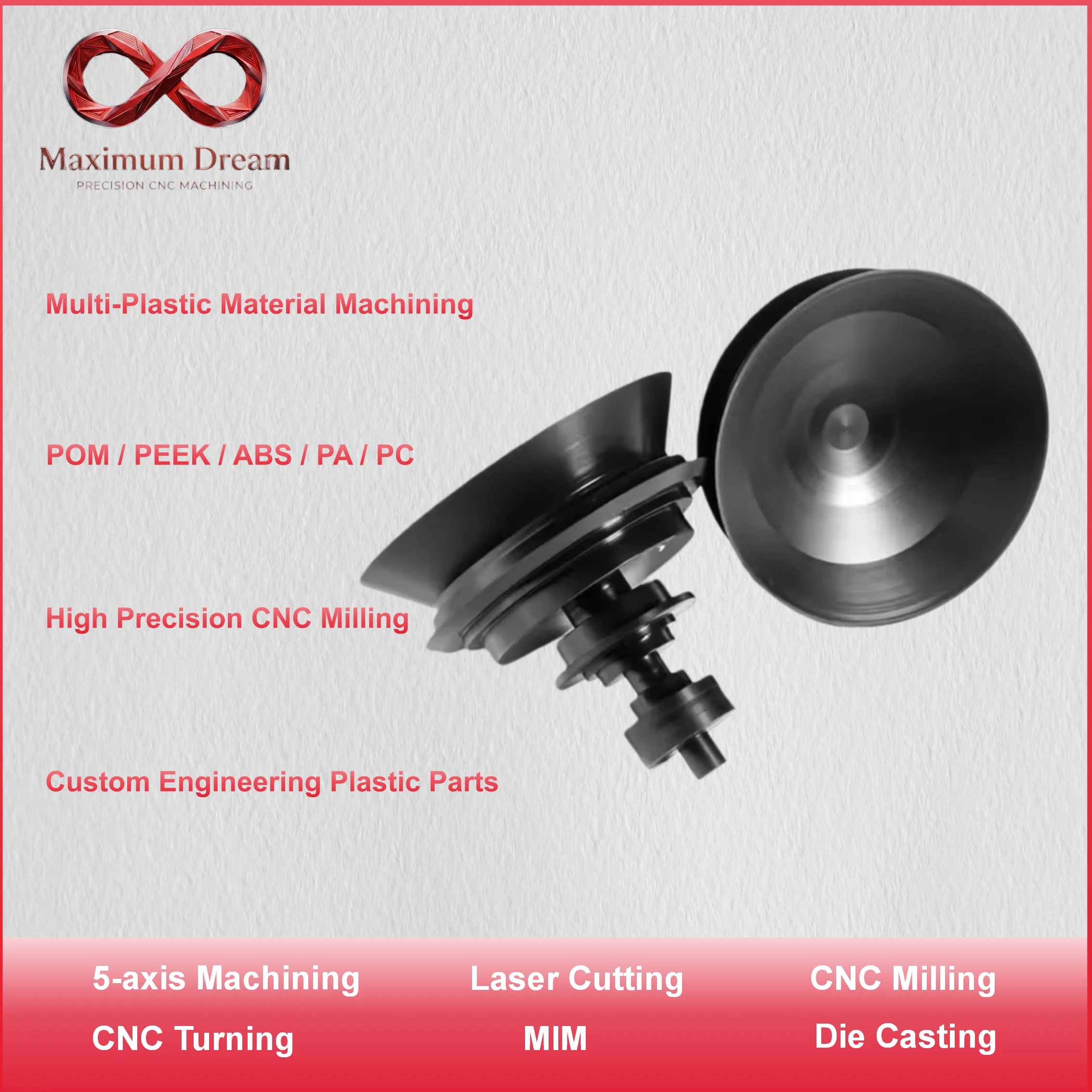 Industrial Plastic CNC Machining ABS POM Nylon Acrylic Custom Turning Milling Fabrication Service