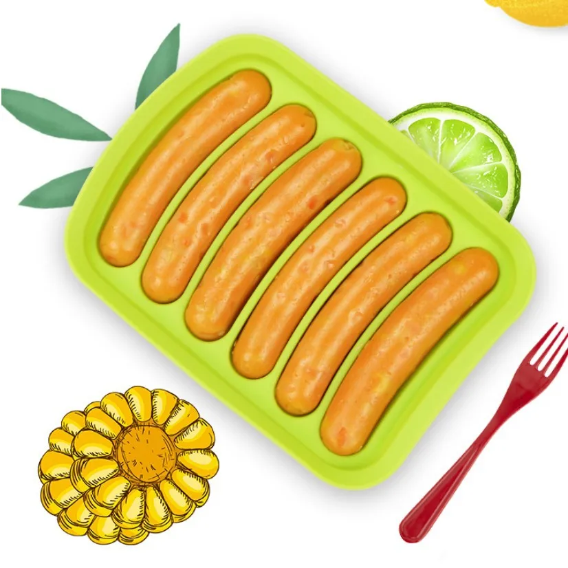 DIY Silicone Sausage Molds with Lid for Baby Complementary Food Baked Steamed Ham & Hot Dog Making - Baby Baking Tool