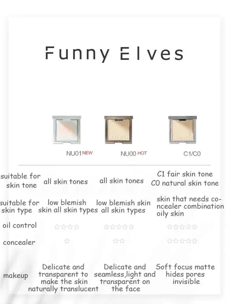 Funnyelves Nebula Fünffarbiges loses Puder-Gesichts-Make-up Original aufhellende, langanhaltende Ölkontrollkosmetik für den Hautton-Enhancer