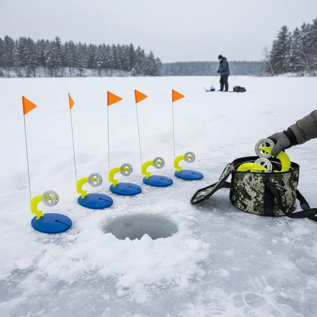 Kit cañas de pesca invierno con torreta automática para hielo y ríos - imagen 2