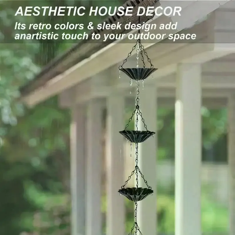 1Pcs Water Supply Chain Decoration Outdoor Rain Chain Metal Japanese Style Eaves Drainage Chain Villa Courtyard Rain Chain