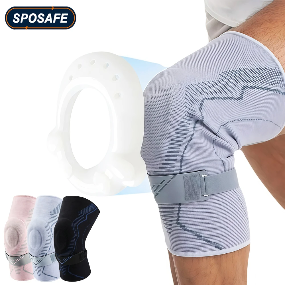 1-2Pcs Knee Compression Support Brace with Patellar Gel Pad & Removable Adjustable Patella Strap for Running Cycling Basketball