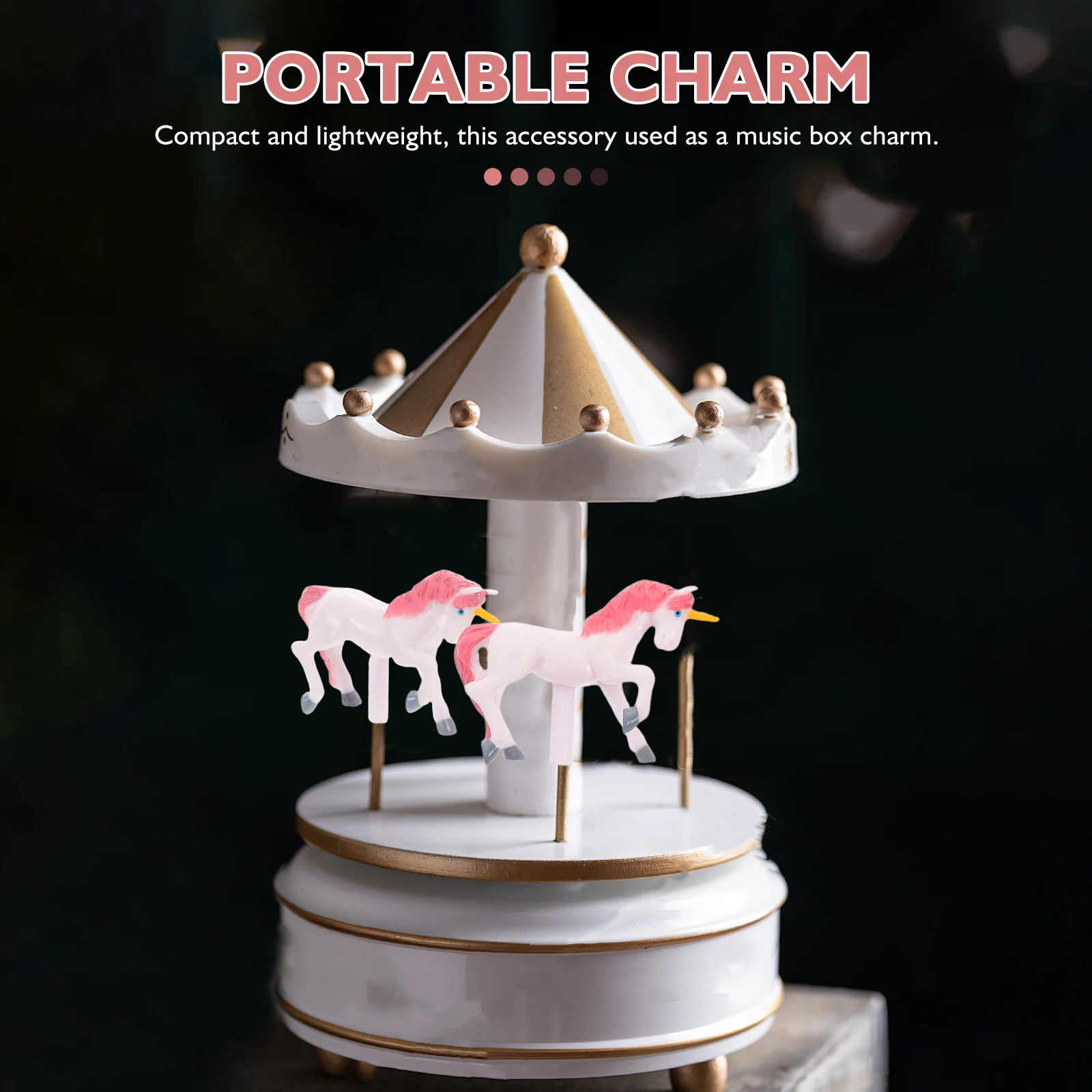 

4Pcs Unicorn Music Box Accessory Plastic Miniature DIY Craft Project Birthday Holiday Decoration Enchanting Unicorn Decor