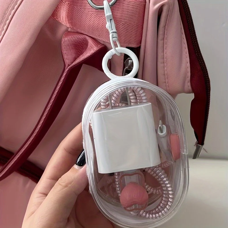 

3pcs Portable Transparent Cable Organizer Box for Storing Data Cable Chargers Headphones Jewelry Keychain