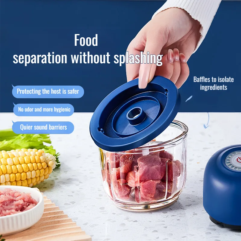 Leistungsstarker elektrischer Lebensmittelmixer, Knoblauch, Fleisch, Chili, Mühle, kabellose Mini-Babyküchenmaschine