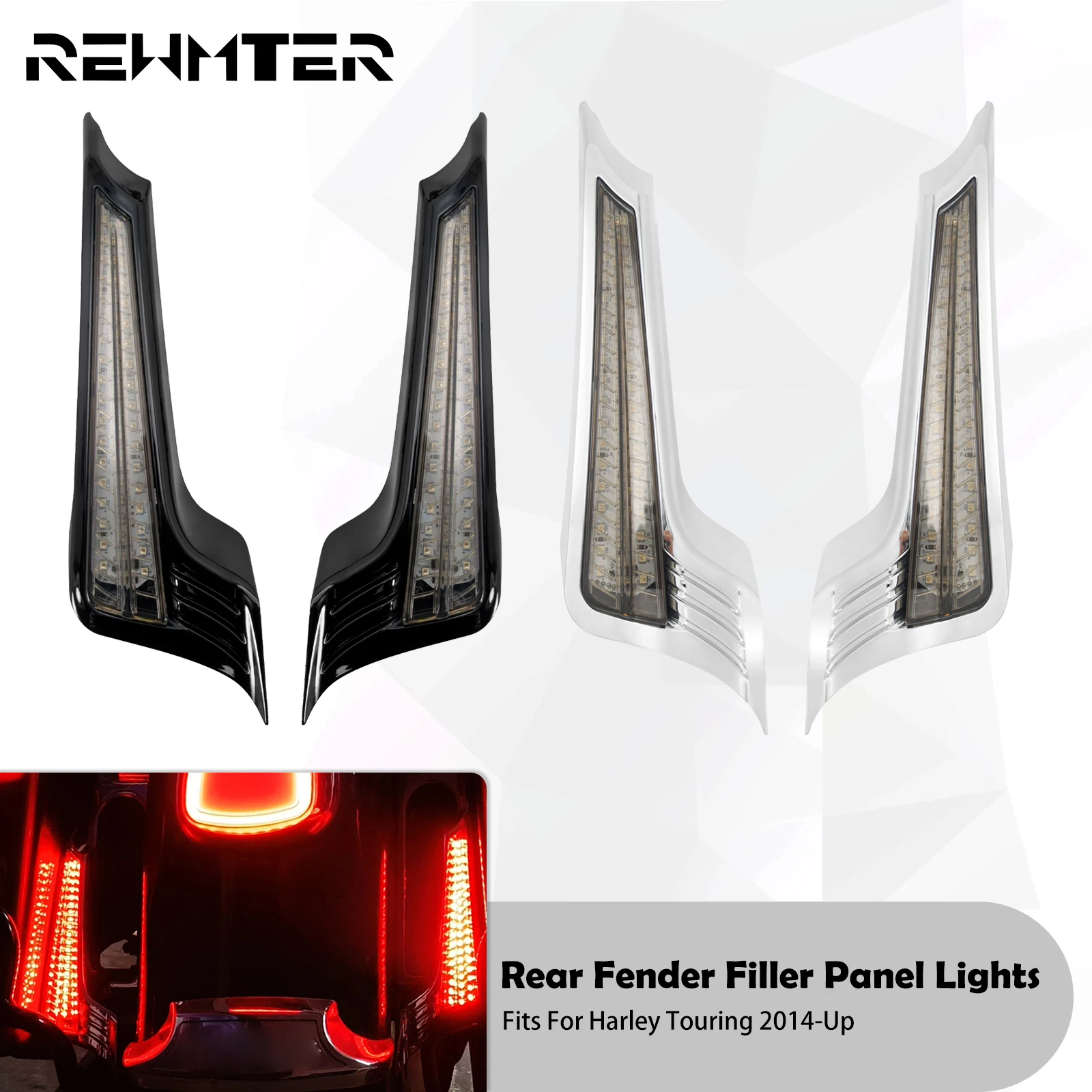 

Motorcycle LED Rear Fender Filler Panel Lights Red Brake Running Amber Turn Signal Lamp For Harley Touring Street Glide FLTRX