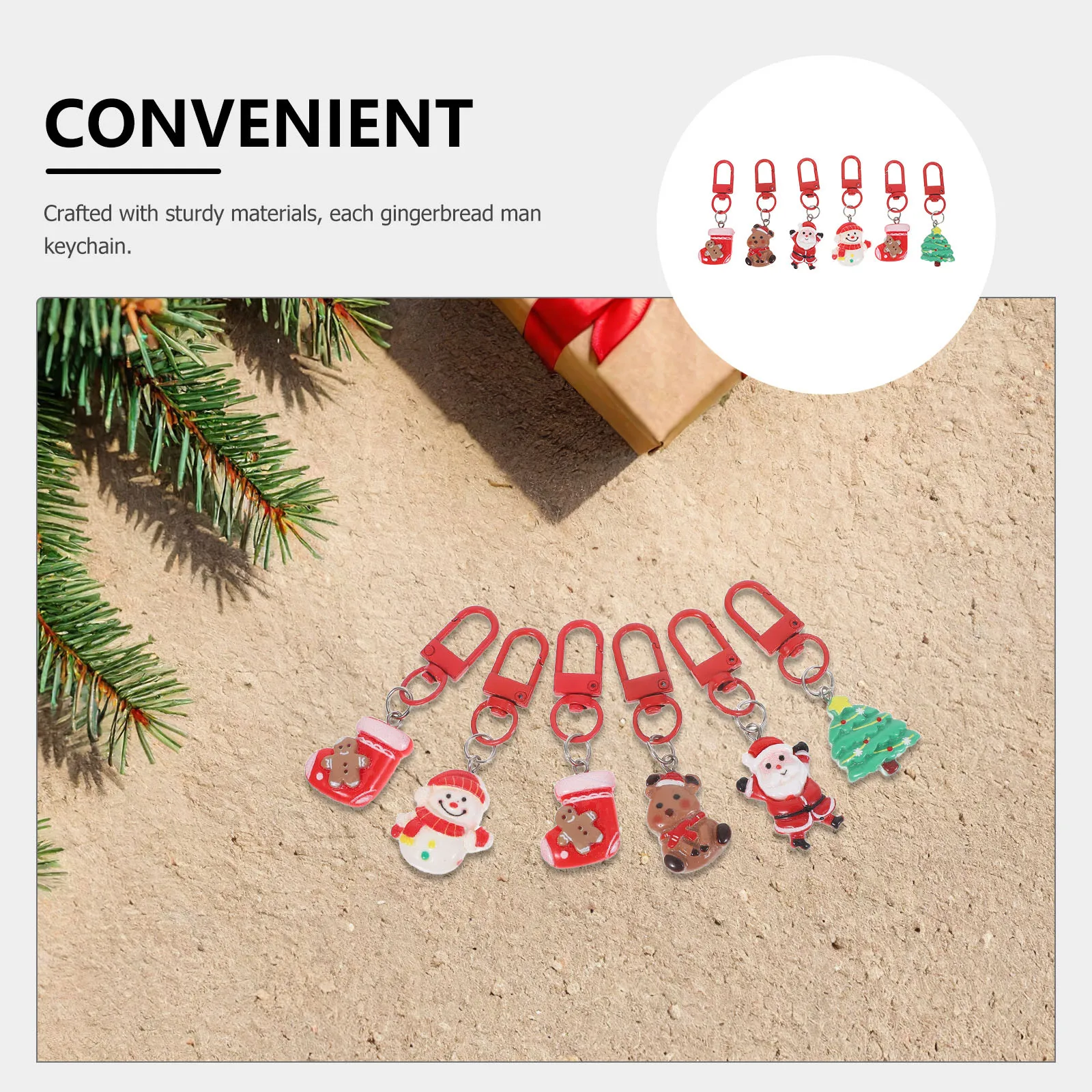 24 قطعة مجموعة حلقات المفاتيح عيد الميلاد: ثلج الرنة الزنجبيل رجل سانتا المفاتيح 2.71X0.79X0.28In عطلة سحر عيد الميلاد تخزين الحفلات #4