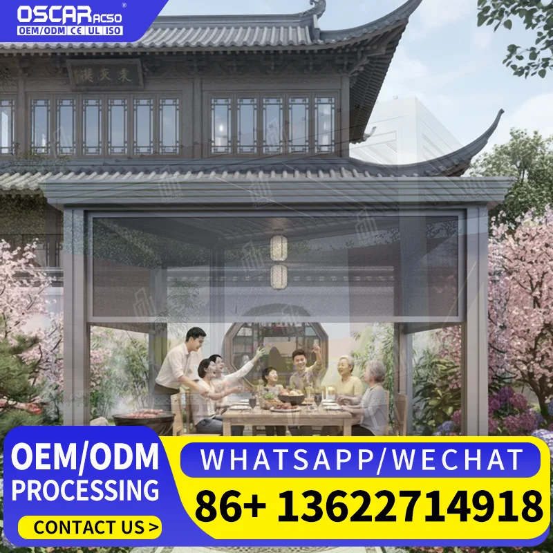 Waterproof Outdoor Bioclimatic Aluminium Opening Louvre Roof for Garden Patio Balcony pergola