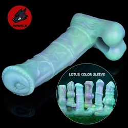 NNSX Luminous Lotus Color Realistic Penis Sleeve Extender Soft Silicone Cock Sleeve Dick Enlargement Delay Ejaculation Sex Toys