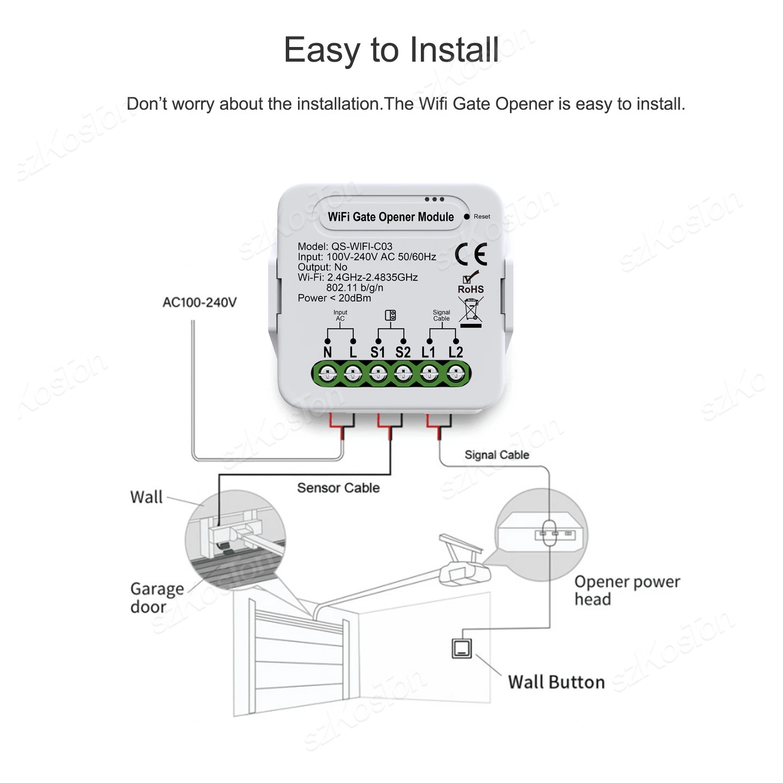 Imagem -05 - Tuya-controlador Inteligente de Porta de Garagem Abridor Universal Wifi Zigbee Interruptor de Controle com Acessórios Voz Alexa Google