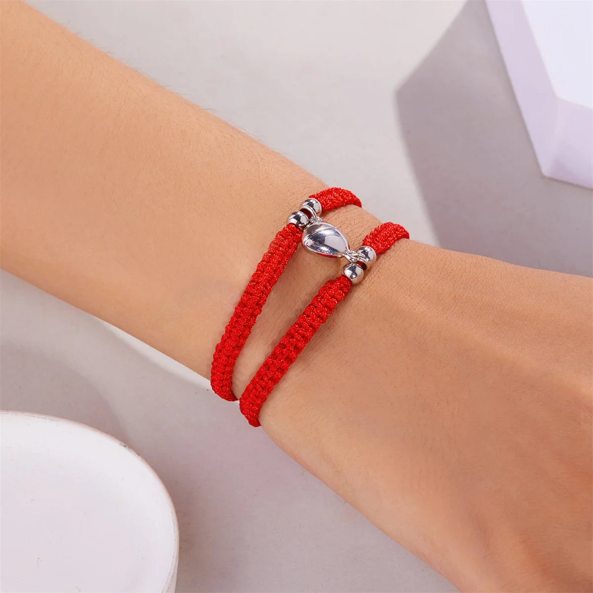 2 Teile/satz Romantische Herz Magnetische Gewinnen Paar Armband Für Frauen Männer Mode Geflochtenen Seil Passenden Armband Freundschaft Schmuck – Detail 34