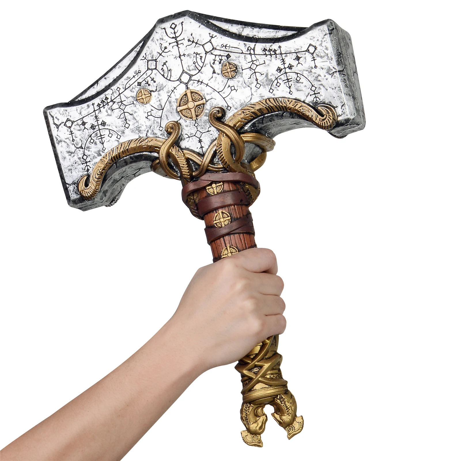 1:1 Cosplay God of War Weapon Thor Hammer Chaos Blade Flame Tomahawk Thunder Hammer Prop Role Playing Ghost Beast Hammer PU Weap