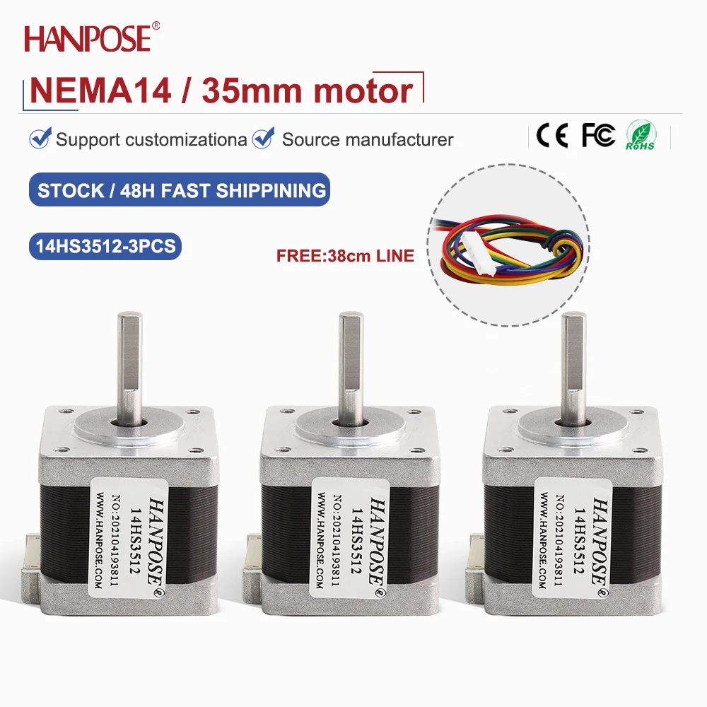 

NEMA14 3 шт. 14HS3512 Миниатюрный шаговый двигатель 0,19 Н. m 1.3A Аксессуары для 3D-печати Производитель двигателей Прямые продажи на складе
