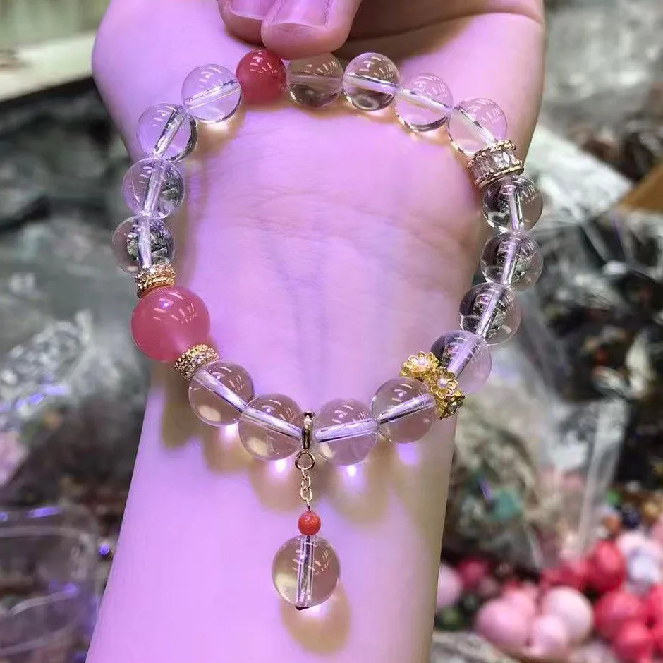 2026 New Chinese Style Natural White Crystal and Red Agate Bracelet Prayer Beads for Good Luck Gifts