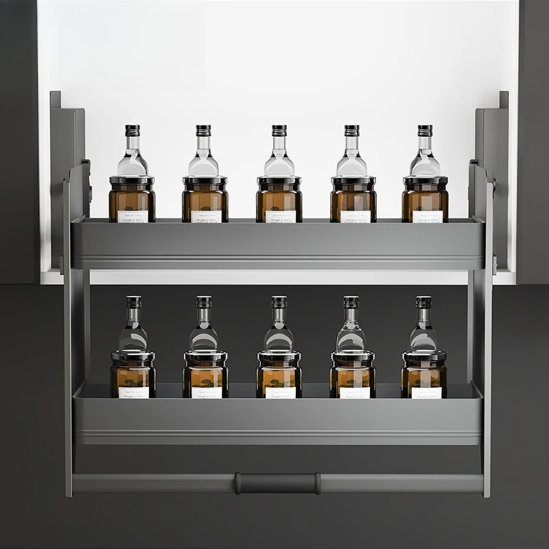 Lifting basket Open door pull-down rack Cabinet up and down buffer seasoning Lifting basket