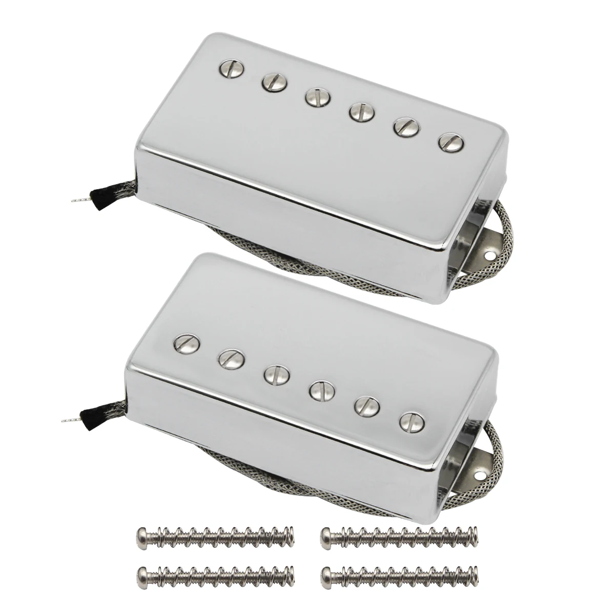 FLEOR 2PCS Alnico 5 LP Guitar Humbucker Pickups Neck Bridge Pickups Set Chrome Color