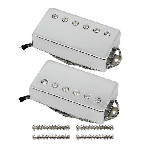 FLEOR 2 uds Alnico 5 LP pastillas Humbucker para guitarra juego de pastillas de puente de cuello Color cromado