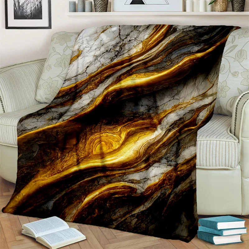 3D Luxurious Colour Blue Green Gold Marble Pattern Blanket,Soft Throw Blanket for Home Bedroom Bed Sofa Travel Cover Blanket Kid