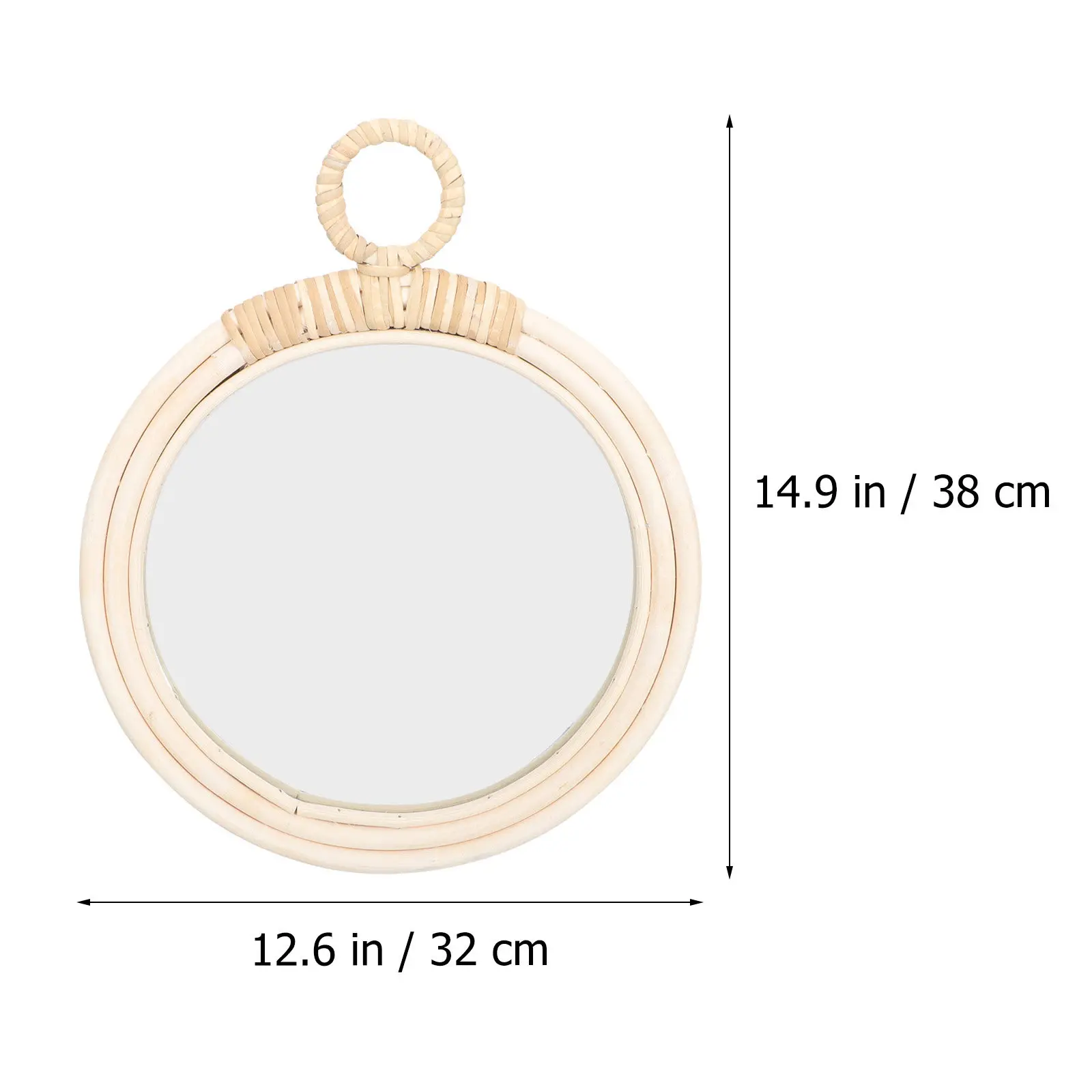 Nordic Style Decorative Wicker Makeup Mirror Wall-Hanging Mirror Artistic Handmade Bathroom Wall Decor Chic Vertical Space