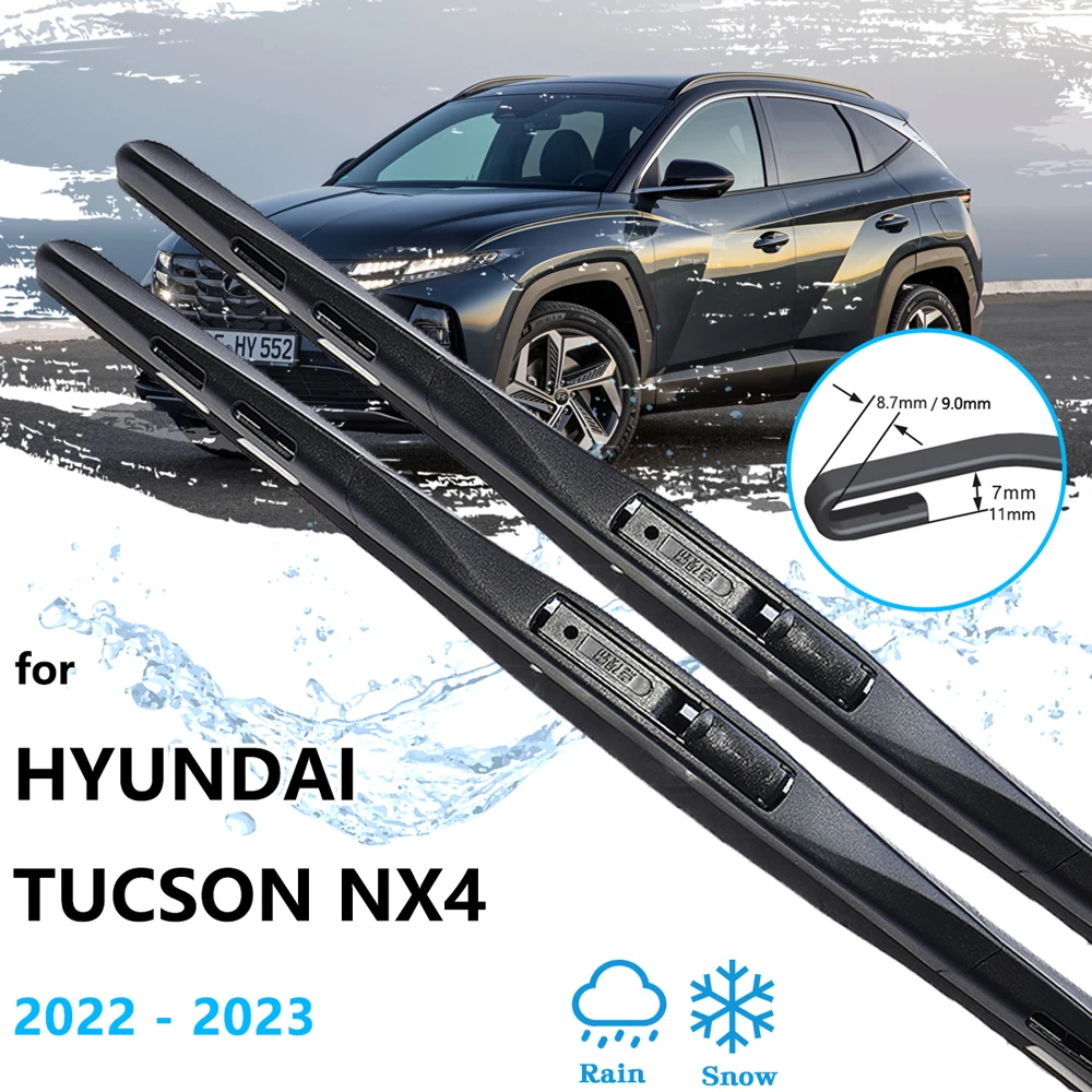 For Hyundai Tucson NX4 2022 2023 Frameless Winter Wipers Blades Front Window Windshield Windscreen Rubber Cutter Car Replacement