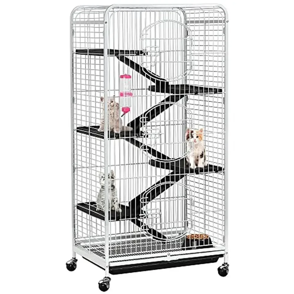 

Large 6-Tier Metal Pet Cage 52" with 3 Doors Bowl Water Cat Kitten House Ferret Chinchilla Rabbit Squirrels Durable Sturdy