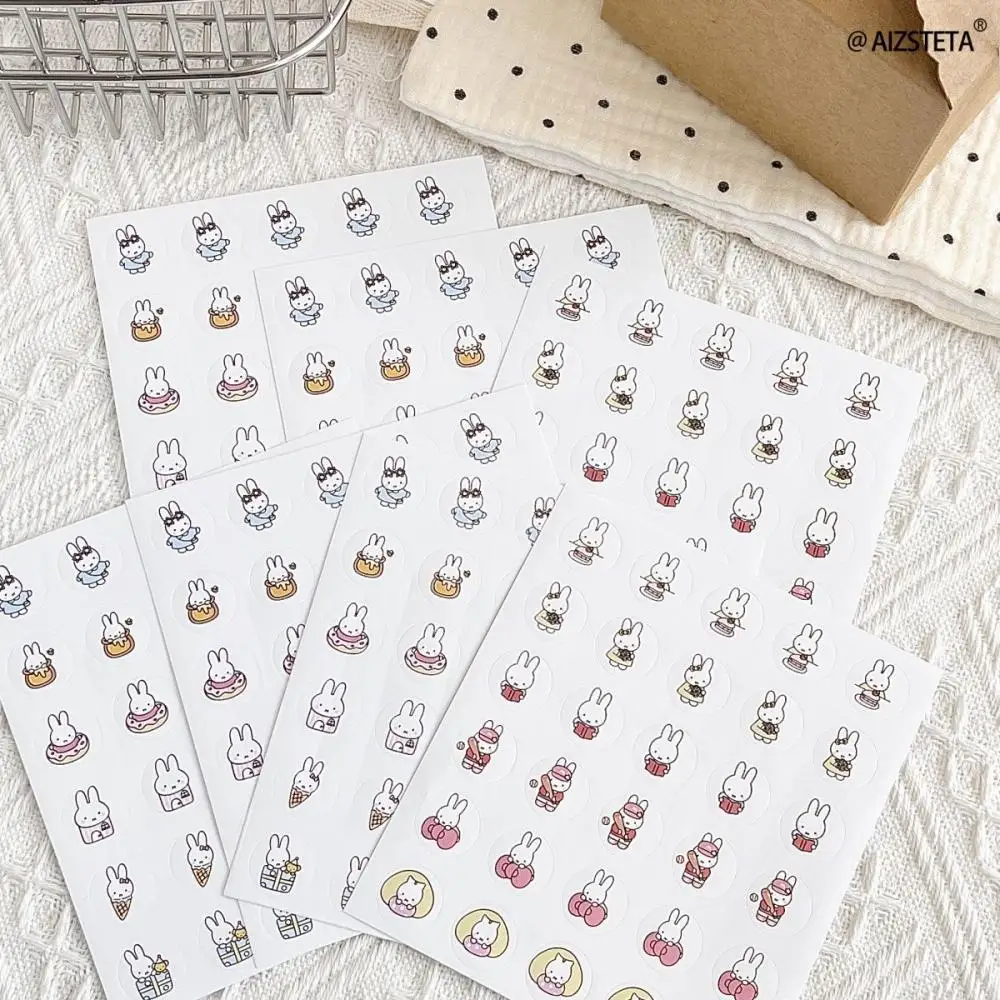 ملصقات أرنب ميفي لطيفة متعددة الأنماط مقاومة للماء كاواي أنيمي دائرية مختومة ملصقات دفتر تزيين كوب الماء للطلاب