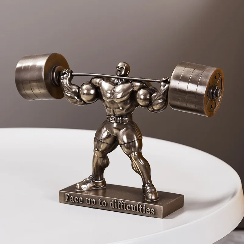 Weightlifter Man of muscle Figurines Work Out Sculpture Desk Ornament Gym Decoration Hercules Statue Living Room Home Decor Gift