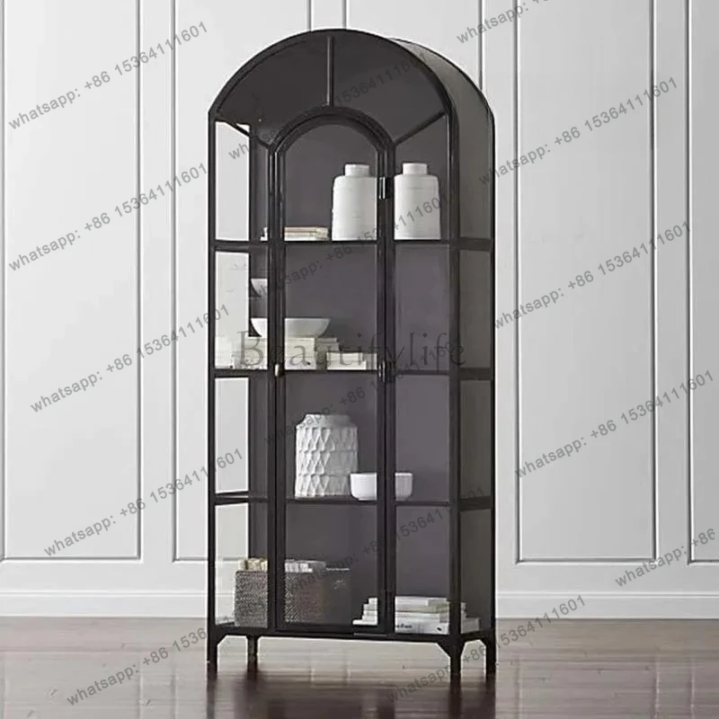 

solid wood glass wine cabinet, old dining side cabinet, complete storage display cabinet, light luxury vertical against the wall