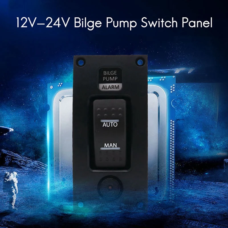 3X 12-24V Bilge Pump Switch Waterproof Alarm Ship Deck Cleaning Control Panel For Boat Bilge Pumps On/Off Switch Panel