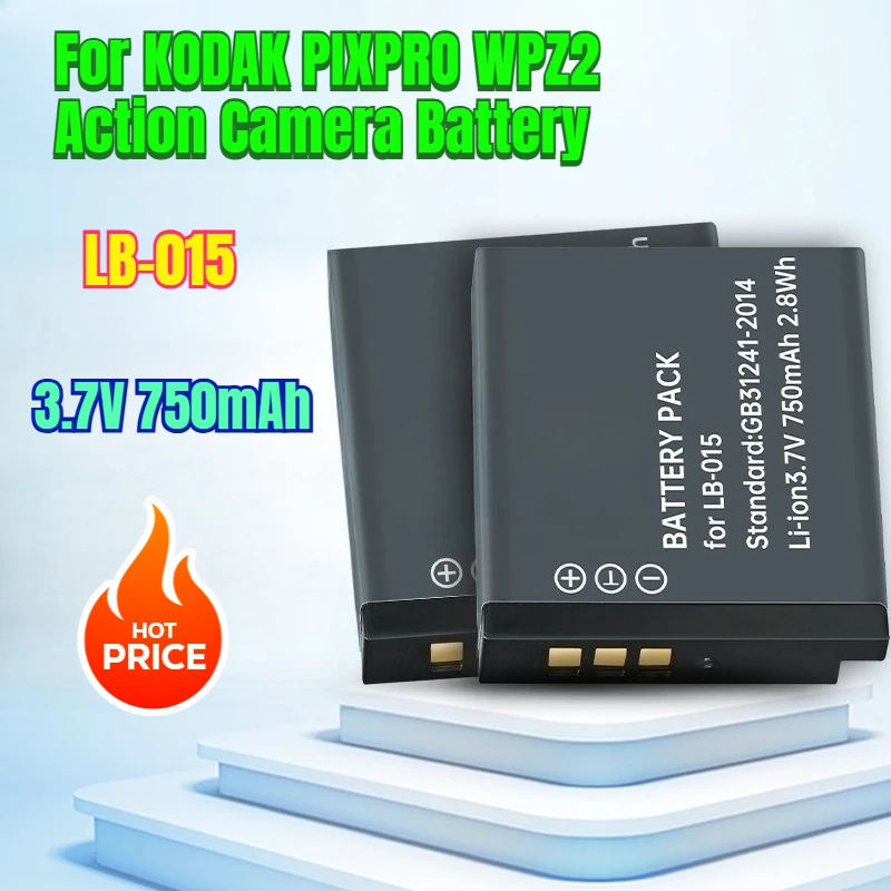 

3.7V 750mAh LB-015 for KODAK PIXPRO WPZ2 Action Camera Battery