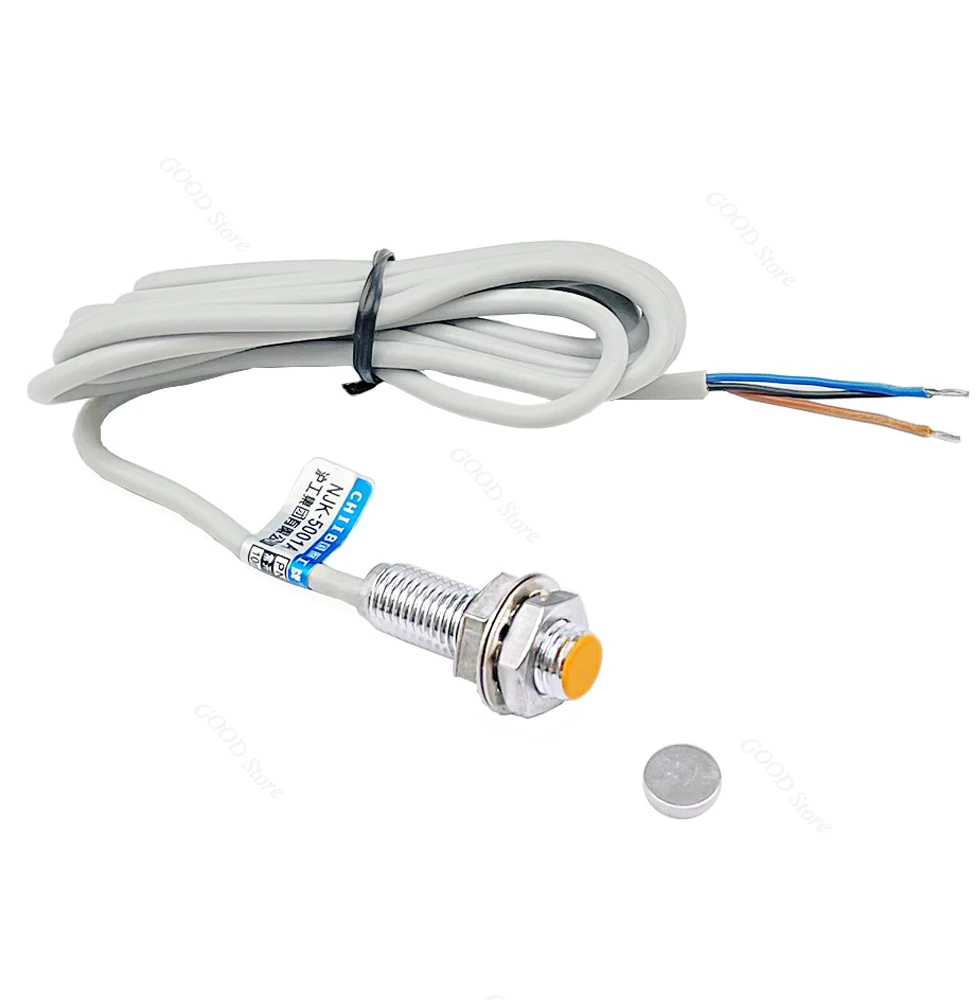 1pcs NJK-5001A  PNP NO 10mm M8 DC6-36V 3 wires distance Magnetic induction Proximity Switch hall sensor switch Yellow