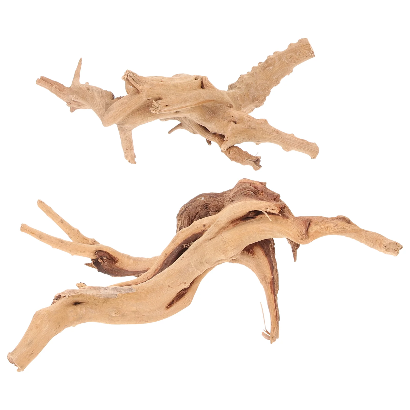 2 Pcs Small Driftwood Fish Tank Landscaping Sunken Rhododendron Root Decorative Ornaments 2pcs (10-15cm+15-20cm) Betta Wooden