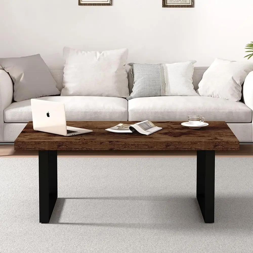 Vintage Farmhouse Coffee Table, Rustic Wood & Metal, 39, Simple Modern Living Room Furniture