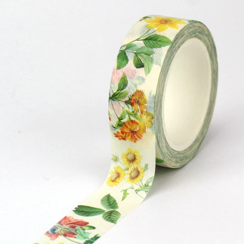 NEW 1PC. 10M Decorative Vintage Floral Leaves Botanical Japanese Paper Washi Tape Set for Planner Journaling Cute Stationery