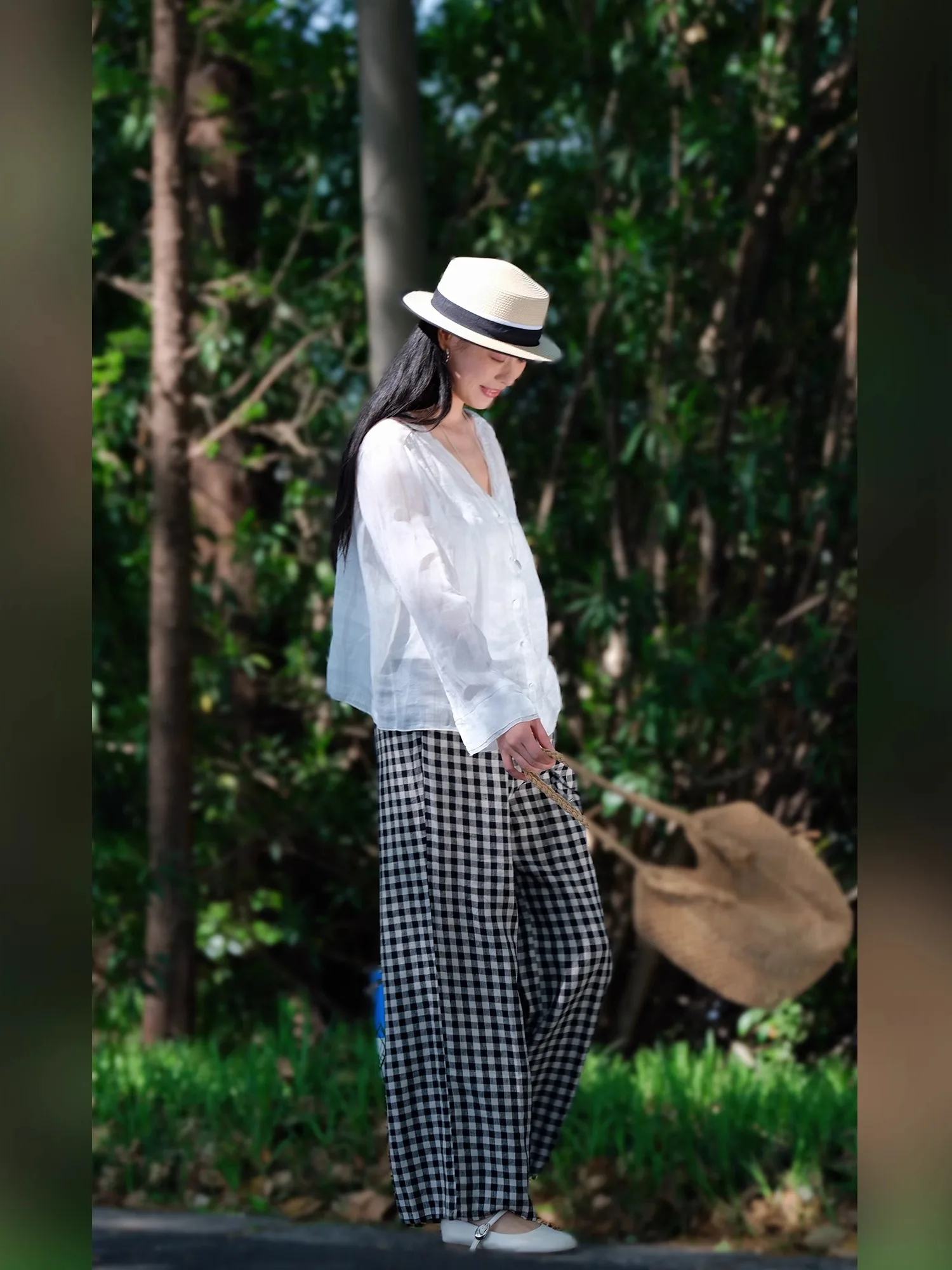 

Летние льняные брюки с широкими штанинами для женщин, с эластичным поясом, повседневные, прямого кроя, в корейском стиле, для офиса, модные женские брюки