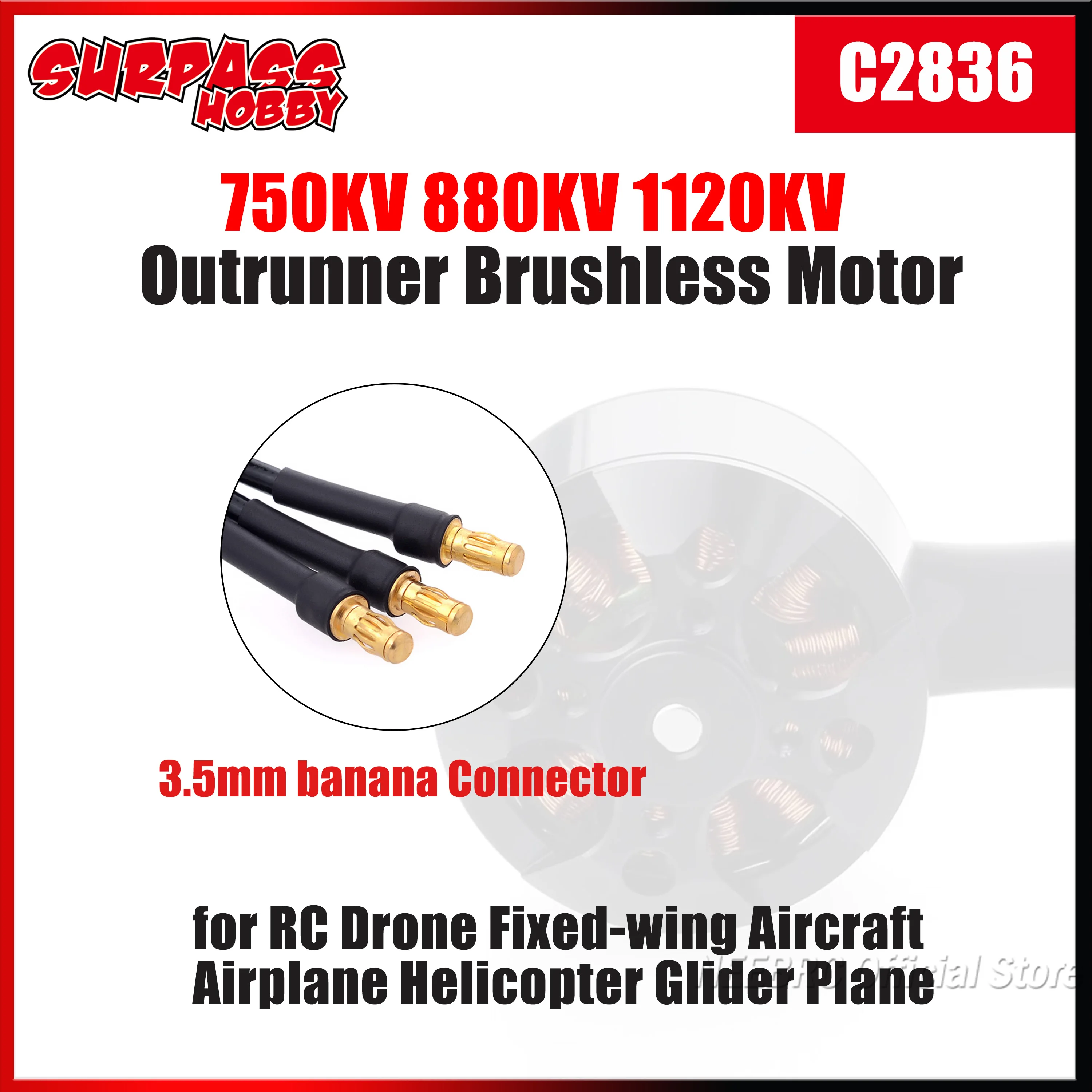 

Бесколлекторный мотор SURPASS HOBBY C2836 (750/880/1120KV) для радиоуправляемых дронов, самолетов, вертолетов и планеров