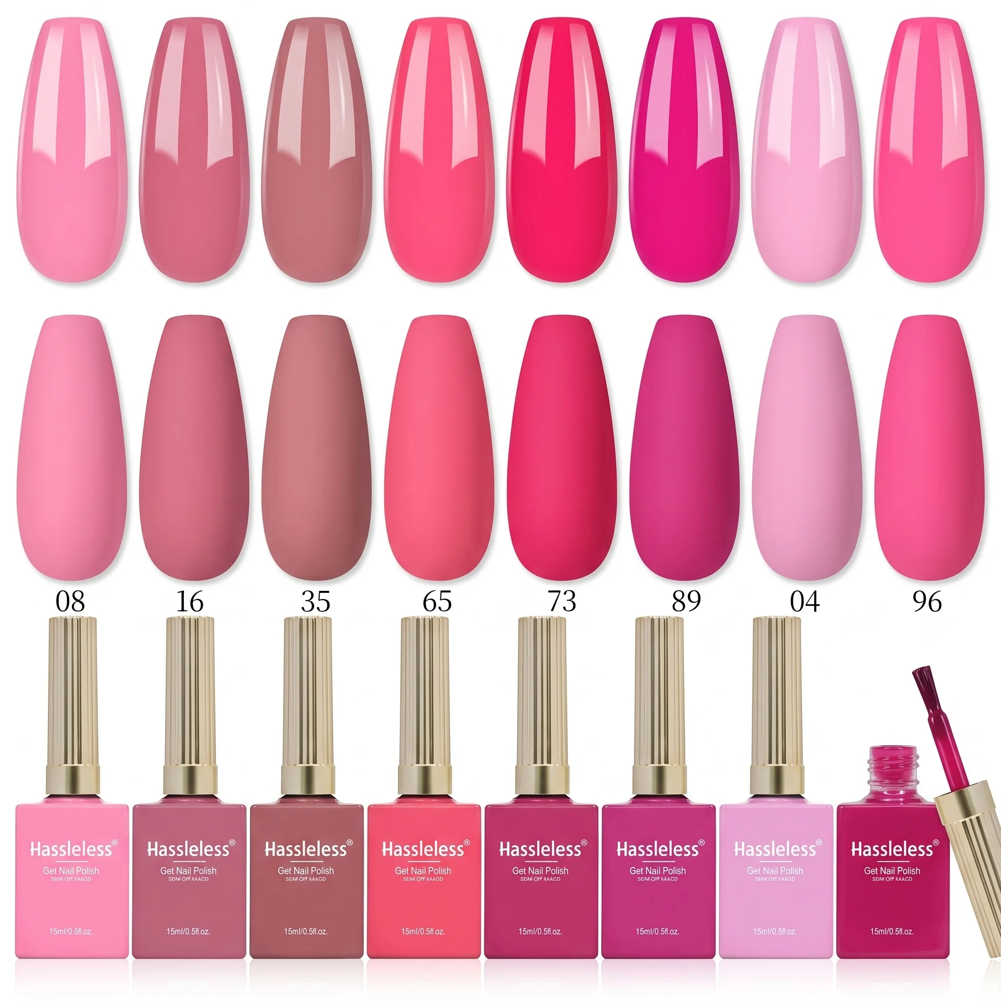 Hassleless 8Pcs, Long-Lasting Nail Polish, Brightens the Nail Surface, Suitable for Daily Busy Schedules and Party Occasions, Can Be Used on Both Hands and Feet