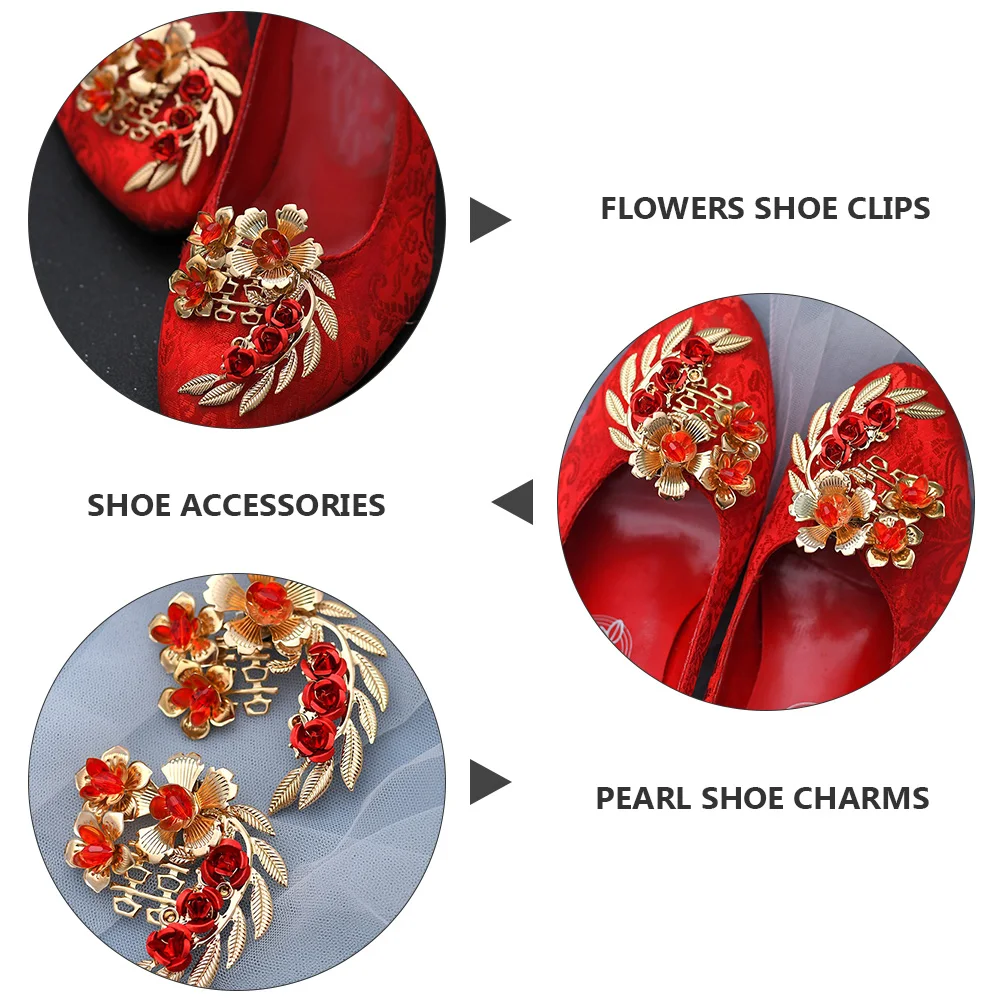 

1 Pair Elegant Rhinestone Shoe Buckle Bridal Crystal Flower Clips Party Dance Sandals Decorative Accessories Durable Shiny Good