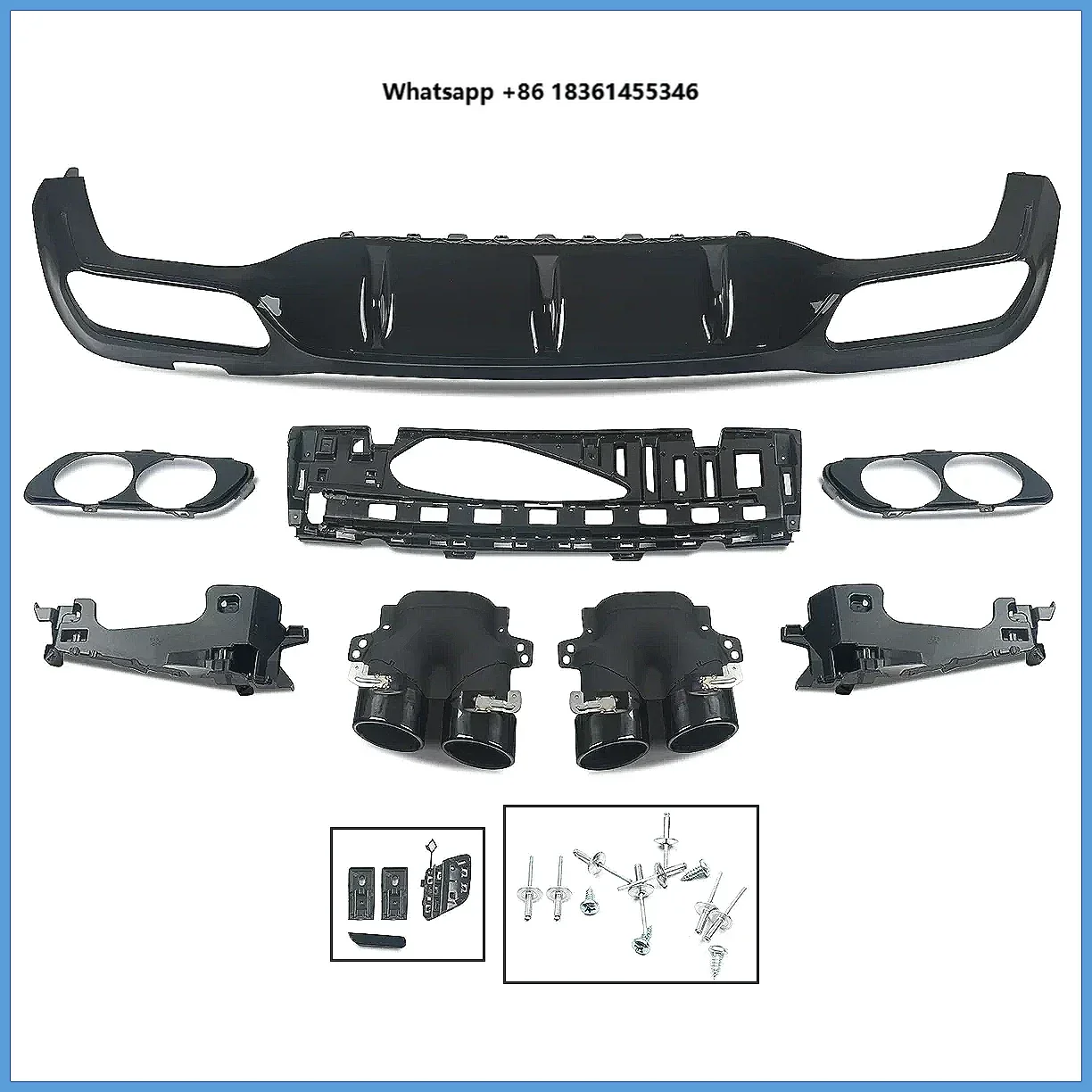

For W213 E53 Style Bumper 2016-2020 Rear Diffuser with Dual Exhaust Tips