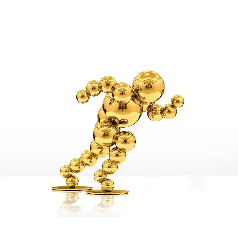 Modern Sports Art Tabletop Ornament Spherical Joint Statue Shelf Ornament Gold Runner Stainless Steel Customizable Sculpture