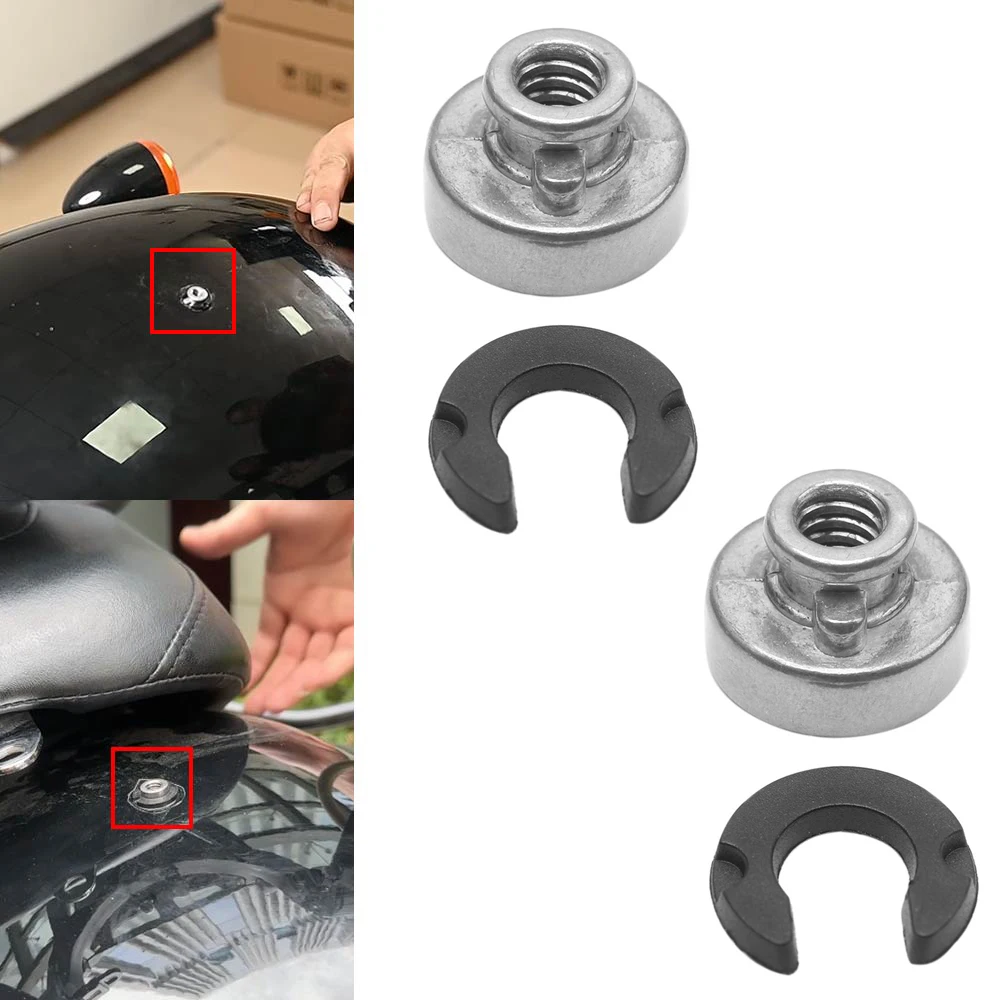 2 Pcs Motorcycle Seat Nut Kit Seat Bolt Screw Mount Nut For Harley Davidson Motorcycle Accessories Aluminum Silver Seat Nut Kit