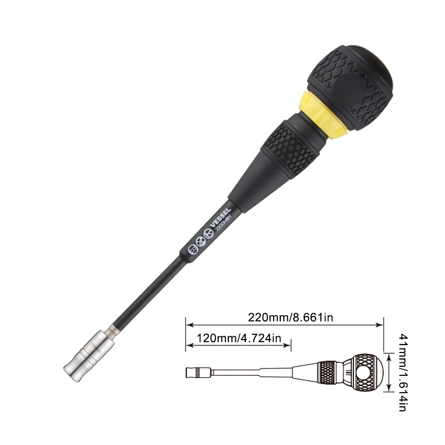 Vessel 2200MBH Ball Grip Ratchet Screwdriver with Bit Holder for Maintenance Work Replaceable Shank Unit Screwdrivers