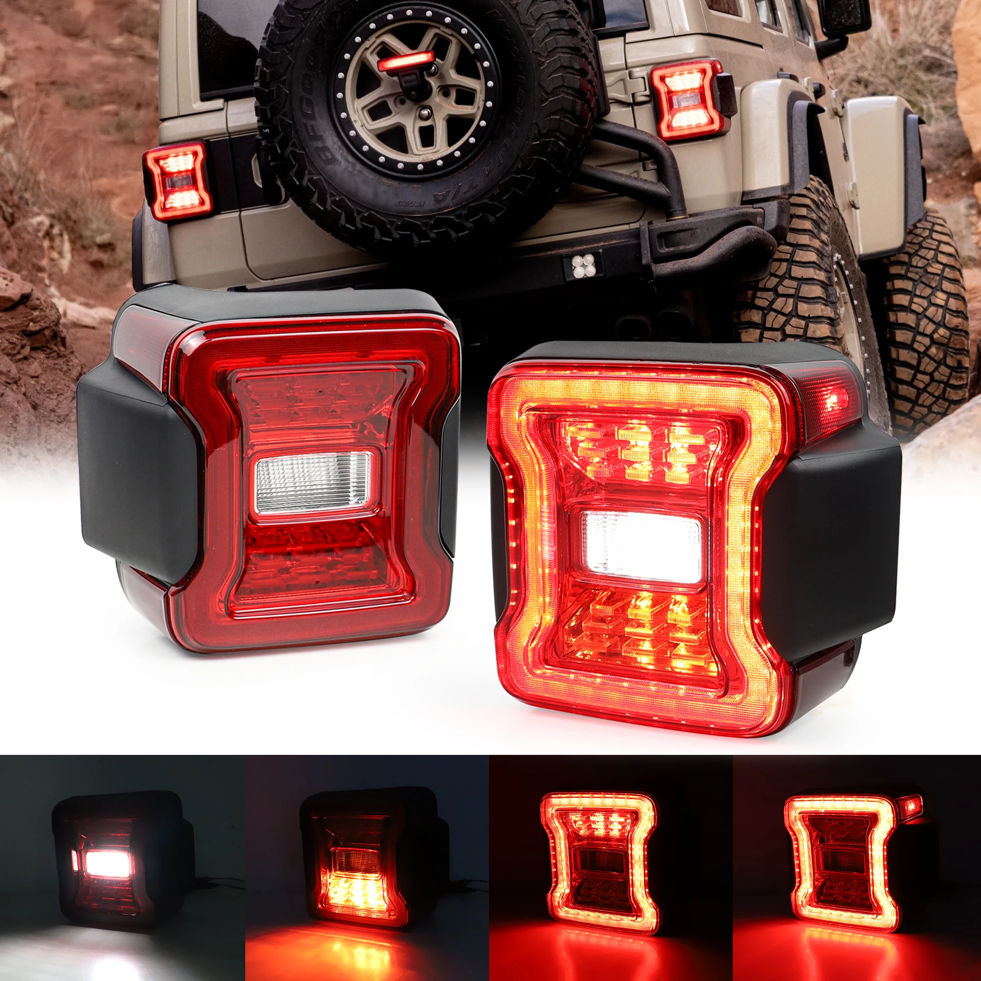 

2x LED Rear Tail Lights For Jeep Wrangler JL 2018-2024 Daytime Running Light Reverse Lamp Brake Lighting