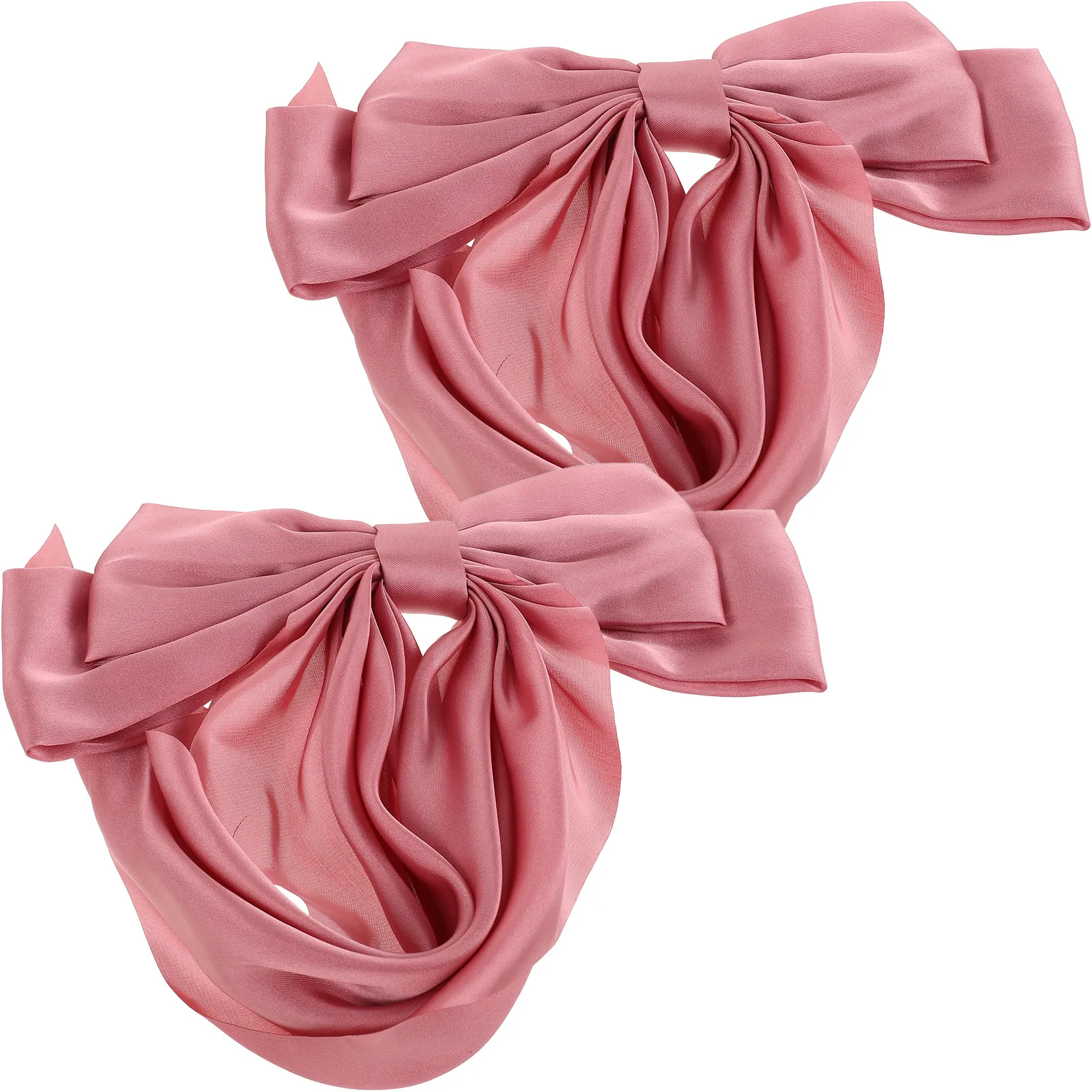 

2Pcs Bowknot Hairpin Ribbon Hair Clip Spring Clip Mechanism Soft Cloth Material Pink Hair Bow Barrette for Women Girls Kids