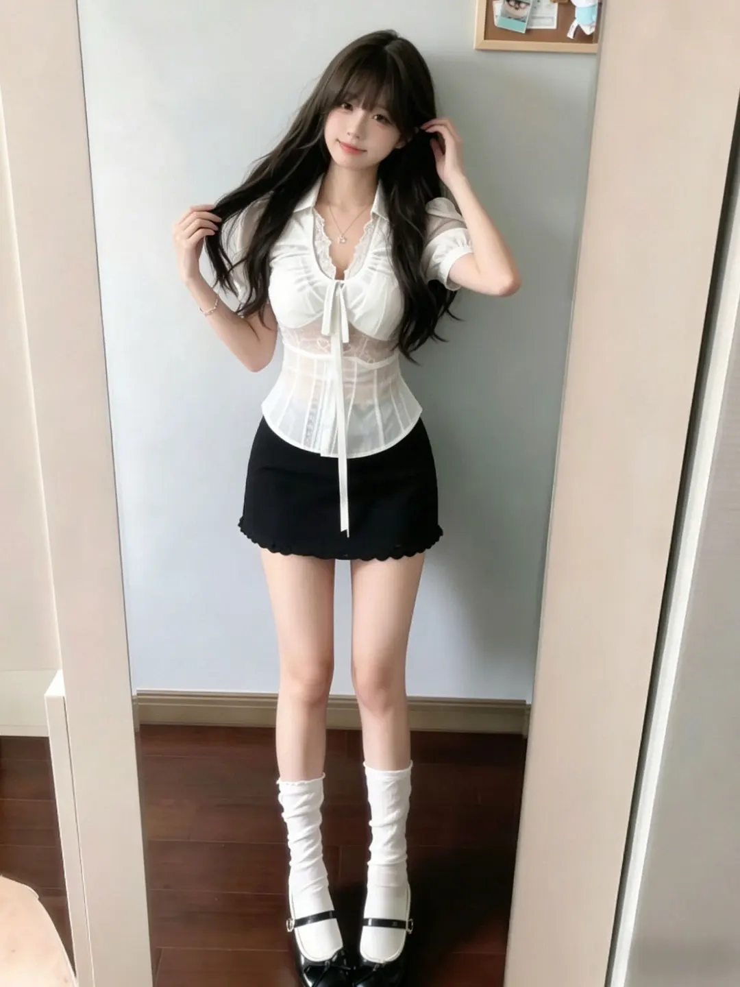 

French Style Comfortable Shirt Skirt Set Women's Fashion Summer Outfit Short Sleeve V-Neck Cotton Blend Breathable Two-Piece Set