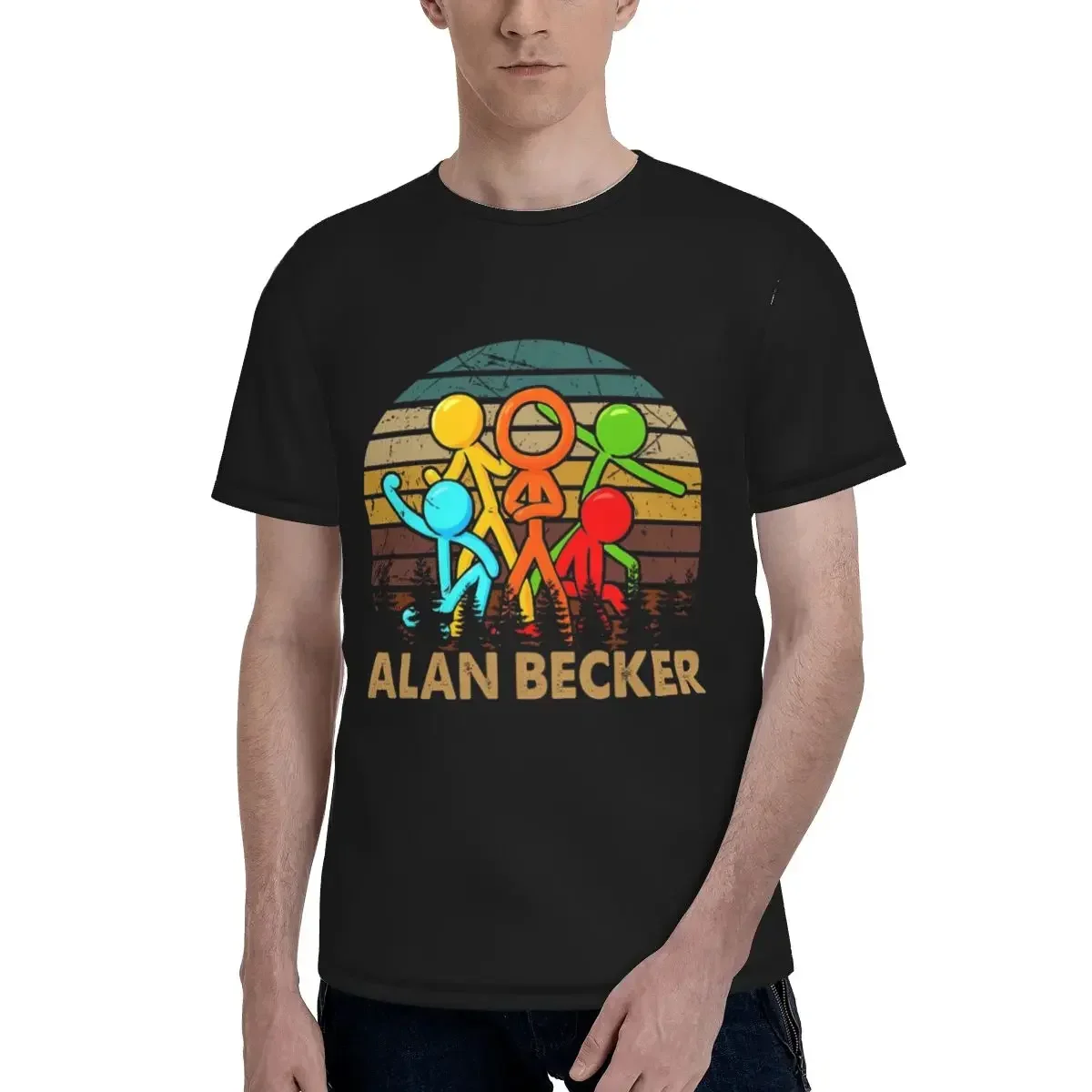 Retro Love Animatiors Alan Design Becker T-Shirt for Men polyester T Shirts Men's Tees Short Crew Neck Summer Clothes Tops