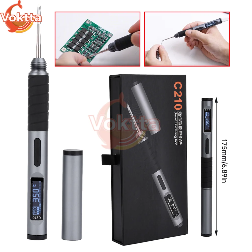 C210 Soldering Iron Adjustable Temperature 100W Fast Heating Electric Soldering Pen Portable Digital Smart Welding Station Kits