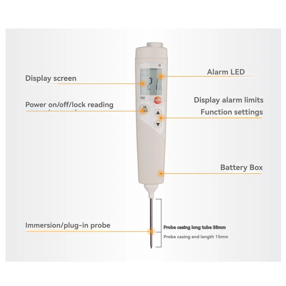 مقياس حرارة مسبار قابل للطي اختراق LCD ميزان حرارة رقمي لسلامة الطعام T103(-30 ° ج-+220 ° ج)0560 0103