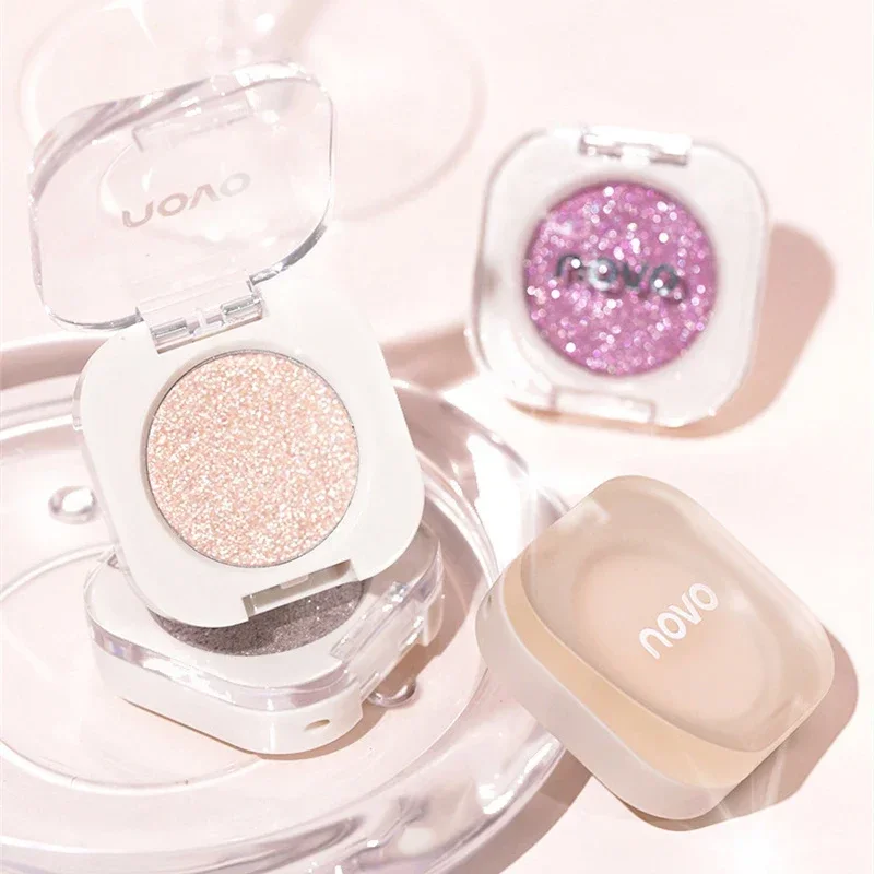 Monochrome Glitter อายแชโดว์ Pearlescent Highlighter Powder แต่งหน้า Diamond Eye Shadow Palette Bright Shiny Eye แต่งหน้าเครื่องสําอาง