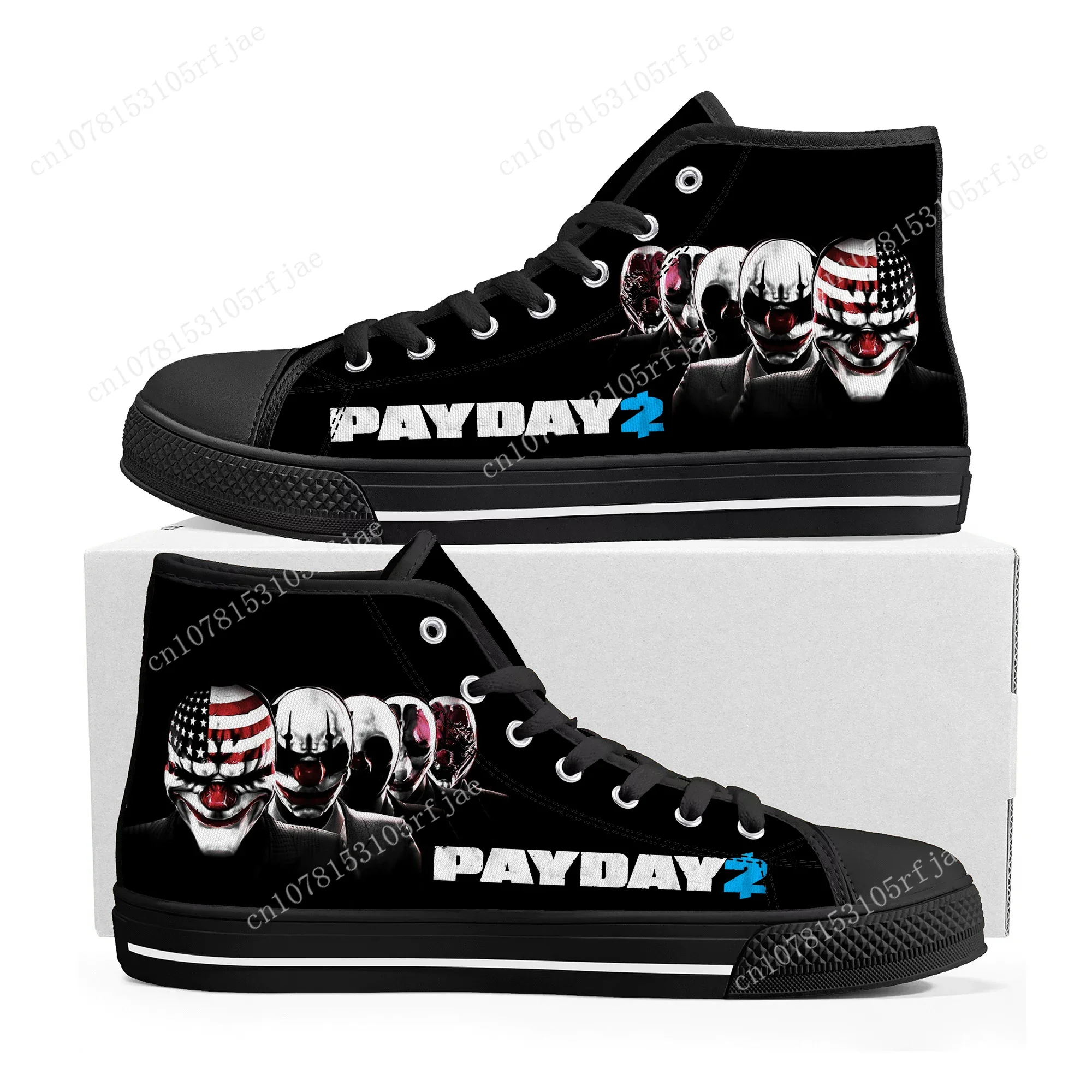 

PAYDAY 2 High Top Sneakers Hot Cartoon Game Mens Womens Teenager Fashion High Quality Canvas Sneaker Custom Built Couple Shoes